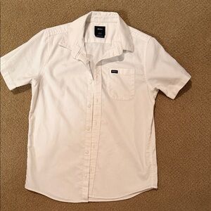 RVCA Men's White Casual Button Down Shirt
